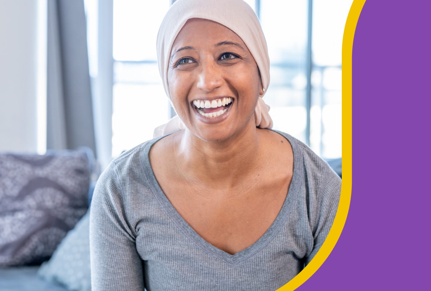 Patient with cancer smiling.